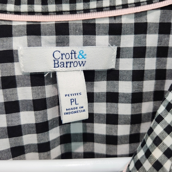 Black and White Button Down Top PL Croft & Barrow - Picture 3 of 3